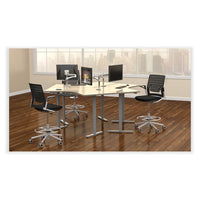 Thesis Flex Back Stool W/arms, Supports Up To 250 Lb, 21.5" To 29.5" Black High Seat, Silver Base, Ships In 1-3 Business Days