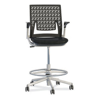 Thesis Flex Back Stool W/arms, Supports Up To 250 Lb, 21.5" To 29.5" Black High Seat, Silver Base, Ships In 1-3 Business Days