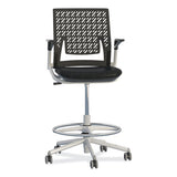 Thesis Flex Back Stool W/arms, Supports Up To 250 Lb, 21.5" To 29.5" Black High Seat, Silver Base, Ships In 1-3 Business Days