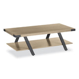 Coffee Table, Rectangular, 48 X 23.75 X 16, Sand Dune Top, Black Base, Ships In 1-3 Business Days