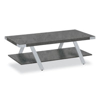 Coffee Table, Rectangular. 48 X 23.75 X 16, Stone Gray Top, Silver Base, Ships In 1-3 Business Days