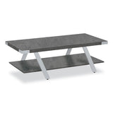 Coffee Table, Rectangular. 48 X 23.75 X 16, Stone Gray Top, Silver Base, Ships In 1-3 Business Days