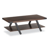 Coffee Table, Rectangular, 48 X 23.75 X 16, Southern Tobacco Top, Black Base, Ships In 1-3 Business Days