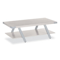 Coffee Table, Rectangular, 51 X 23.78 X 16, White Ash Top, Silver Base , Ships In 1-3 Business Days