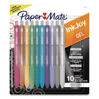Inkjoy Metallic Gel Pen, Retractable, Medium 0.8 Mm, Assorted Ink, Assorted Barrel, 10/pack