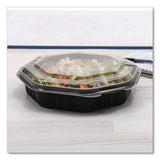 Creative Carryouts Octaview Hinged Lid Containers, 9.13 X 9.55 X 2.38, Black/clear, Plastic, 100/carton