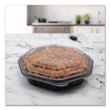 Creative Carryouts Octaview Hinged Lid Containers, 9.13 X 9.55 X 2.38, Black/clear, Plastic, 100/carton