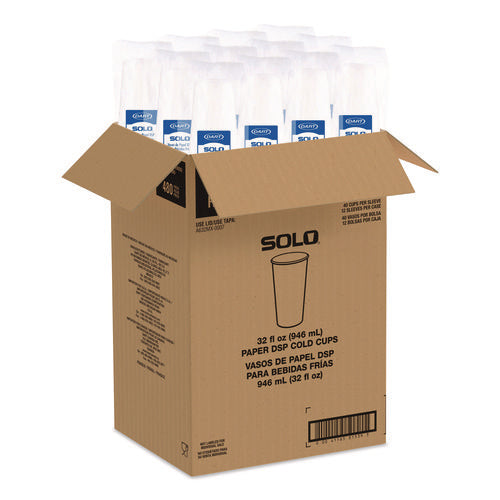 Double Sided Poly (dsp) Paper Cold Cups, 28 Oz To 32 Oz, White, 40 Cups/sleeve, 12 Sleeves/carton