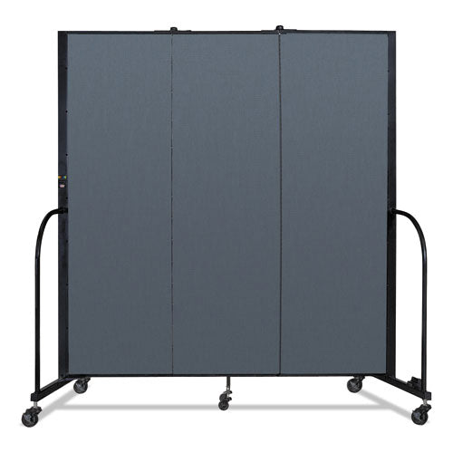 Portable Room Divider, 5 Ft 9" X 0.75" X 6 Ft, Vinyl/fiberglass/steel, Blue