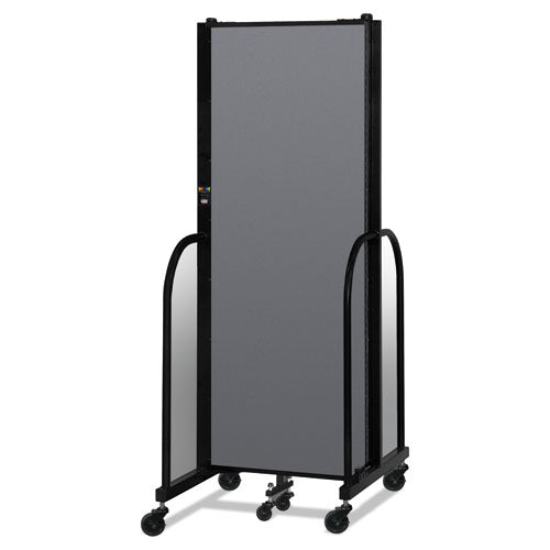 Portable Room Divider, 5 Ft 9" X 0.75" X 6 Ft, Vinyl/fiberglass/steel, Gray