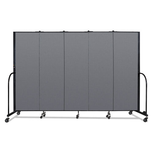 Portable Room Divider, 9 Ft 5" X 0.75" X 6 Ft, Vinyl/fiberglass/steel, Gray