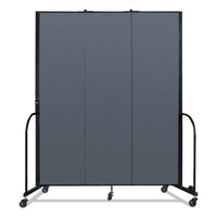 Portable Room Divider, 5 Ft 9" X 0.75" X 7 Ft 4", Vinyl/fiberglass/steel, Blue