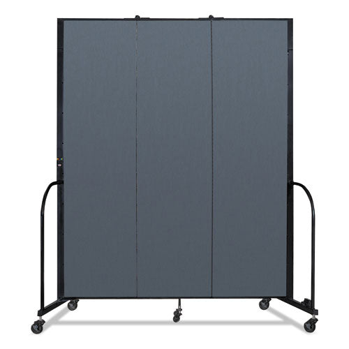 Portable Room Divider, 5 Ft 9" X 0.75" X 7 Ft 4", Vinyl/fiberglass/steel, Blue