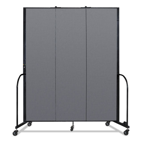 Portable Room Divider, 5 Ft 9" X 0.75" X 7 Ft 4", Vinyl/fiberglass/steel, Gray