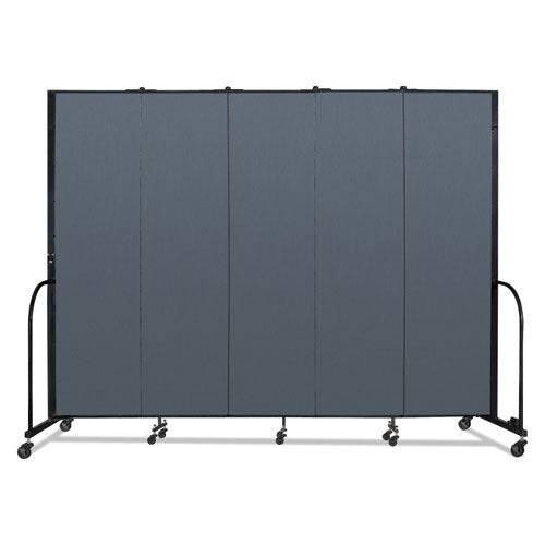 Portable Room Divider, 9 Ft 5" X 0.75" X 7 Ft 4", Vinyl/fiberglass/steel, Blue