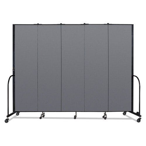 Portable Room Divider, 9 Ft 5" X 0.75" X 7 Ft 4", Vinyl/fiberglass/steel, Gray