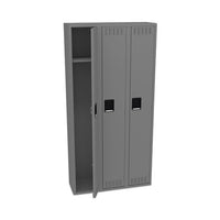 Single-tier Locker, Three Lockers With Hat Shelves, 36w X 12d X 72h, Medium Gray