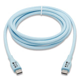 Usb-c Antibacterial Cable, Usb 2.0, Usb Type-c (usb-c) To Usb Type-c (m/m), 6 Ft, Light Blue