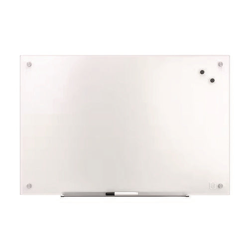 Magnetic Tempered Glass Dry Erase Board, 36" X 24", White Surface