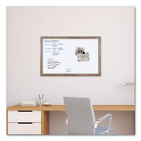 Magnetic Dry Erase Board With Rustic Frame, 35 X 23, White Surface, Brown Frame
