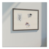 Linen Bulletin Board With Rustic Frame, 35 X 23, Beige Surface, Brown Frame
