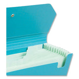 U Eco 13-pocket Expandable File, 9.75" Expansion, 13 Sections; Button/elastic Closure, 1/12-cut Tabs, Letter Size, Ocean