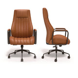 Industria 3-50l Ergonomic Bonded Leather Swivel Manager Chair, Supports Up To 275 Lbs, 16.81" To 20.55" Seat Height, Brown