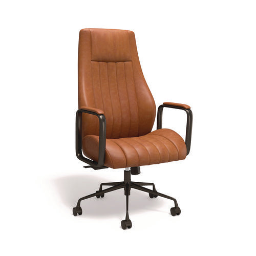 Industria 3-50l Ergonomic Bonded Leather Swivel Manager Chair, Supports Up To 275 Lbs, 16.81" To 20.55" Seat Height, Brown