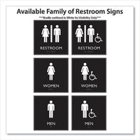 Ada Sign, Unisex Accessible Restroom, Plastic, 8 X 8, Clear/white