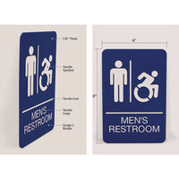 Ada Sign, Men's Restroom, 6 X 9, Blue Face, White Graphics