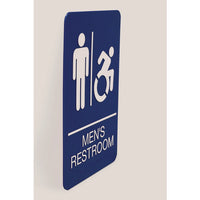 Ada Sign, Men's Restroom, 6 X 9, Blue Face, White Graphics