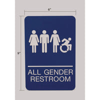 Ada Sign, All Gender Restroom, 6 X 9, Blue Face, White Graphics