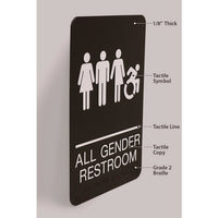 Ada Sign, All Gender Restroom, 6 X 9, Black Face, White Graphics