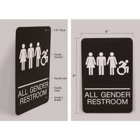 Ada Sign, All Gender Restroom, 6 X 9, Black Face, White Graphics