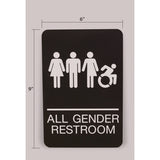 Ada Sign, All Gender Restroom, 6 X 9, Black Face, White Graphics