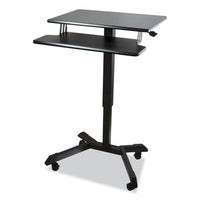 Mobile Height Adjustable Standing Desk With Keyboard Tray, 25.6 X 17.7 X 29 To 44, Black, Ships In 1-3 Business Days