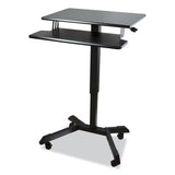 Mobile Height Adjustable Standing Desk With Keyboard Tray, 25.6 X 17.7 X 29 To 44, Black, Ships In 1-3 Business Days