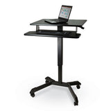 Mobile Height Adjustable Standing Desk With Keyboard Tray, 25.6 X 17.7 X 29 To 44, Black, Ships In 1-3 Business Days