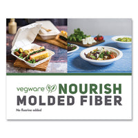 Nourish Molded Fiber Takeout Containers, Compostable, 3 Compartments, 7.9 X 7.9 X 2.9, White, Sugarcane, 200/carton