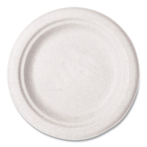 Nourish Molded Fiber Tableware, Compostable, Plate, Sugarcane, 6" Dia, White, 1,000/carton