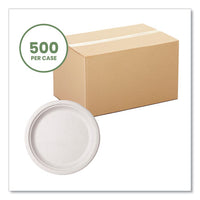 Nourish Molded Fiber Tableware, Plate, 10" Diameter, White, 500/carton