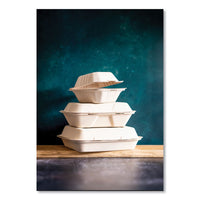 White Molded Fiber Clamshell Containers, 9 X 18 X 2, White, Sugarcane, 200/carton