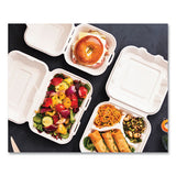 White Molded Fiber Clamshell Containers, 9 X 11 X 2, White, Sugarcane, 250/carton