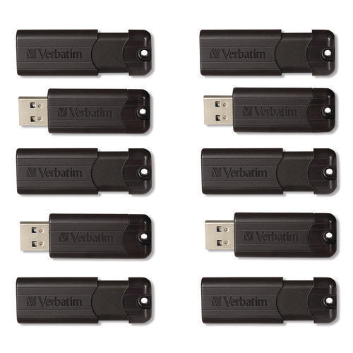 Pinstripe Usb 3.2 Flash Drive, 32 Gb, Black 10/pack