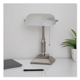 Led Bankers Lamp With Frosted Shade, 14.75" High, Brushed Nickel, Ships In 4-6 Business Days