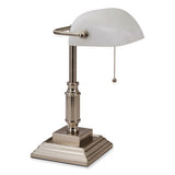 Led Bankers Lamp With Frosted Shade, 14.75" High, Brushed Nickel, Ships In 4-6 Business Days