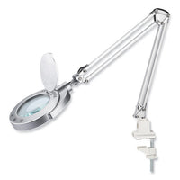 Led Magnifier Lamp With Clamp, Swing Arm, 22" High, Silver, Ships In 4-6 Business Days