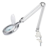 Led Magnifier Lamp With Clamp, Swing Arm, 22" High, Silver, Ships In 4-6 Business Days