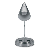 Led Gooseneck Desk Lamp With Charging Outlets, Gooseneck,15" High, Brushed Steel, Ships In 4-6 Business Days