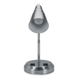 Led Gooseneck Desk Lamp With Charging Outlets, Gooseneck,15" High, Brushed Steel, Ships In 4-6 Business Days